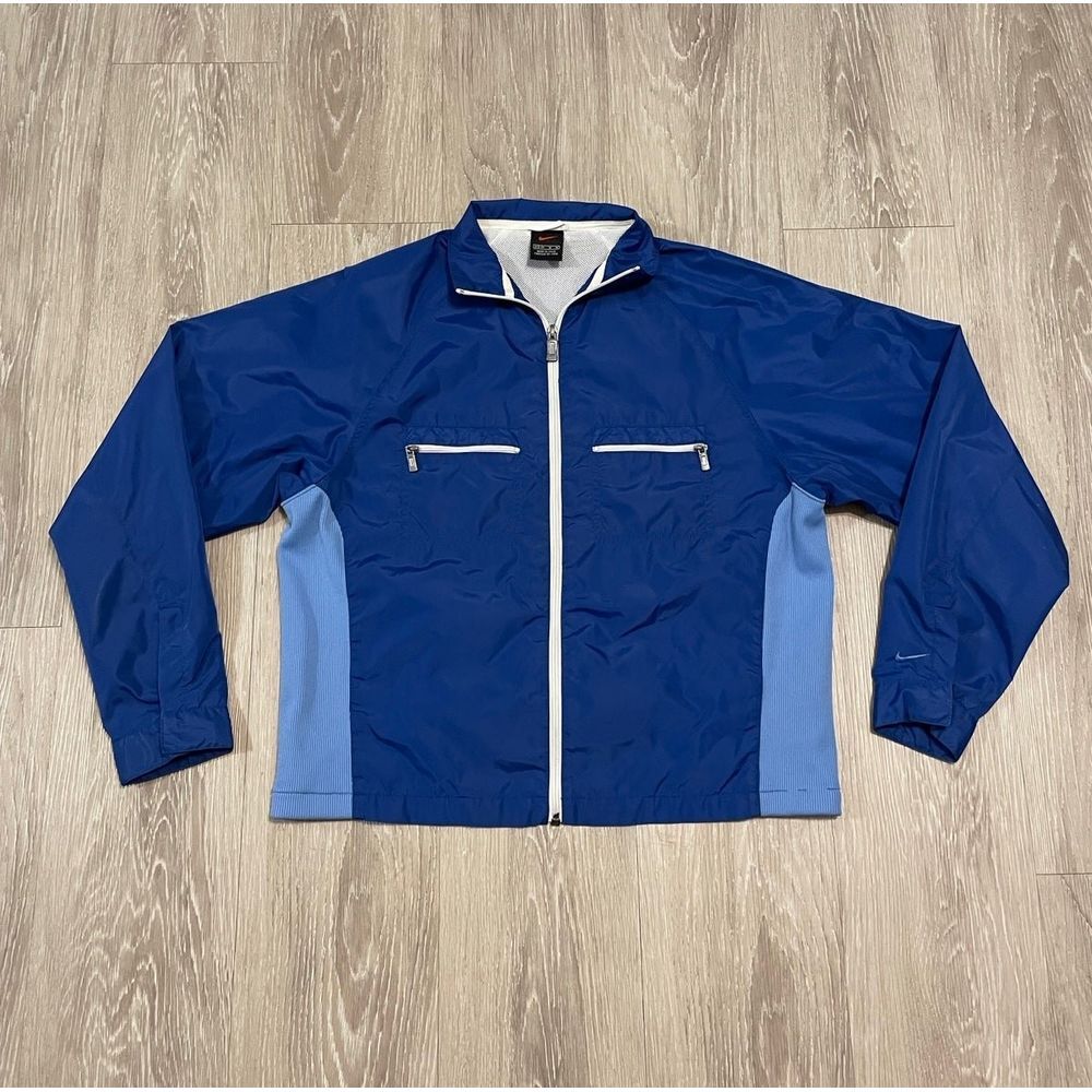 womens nike windbreaker running jacket double pocket size M Blue